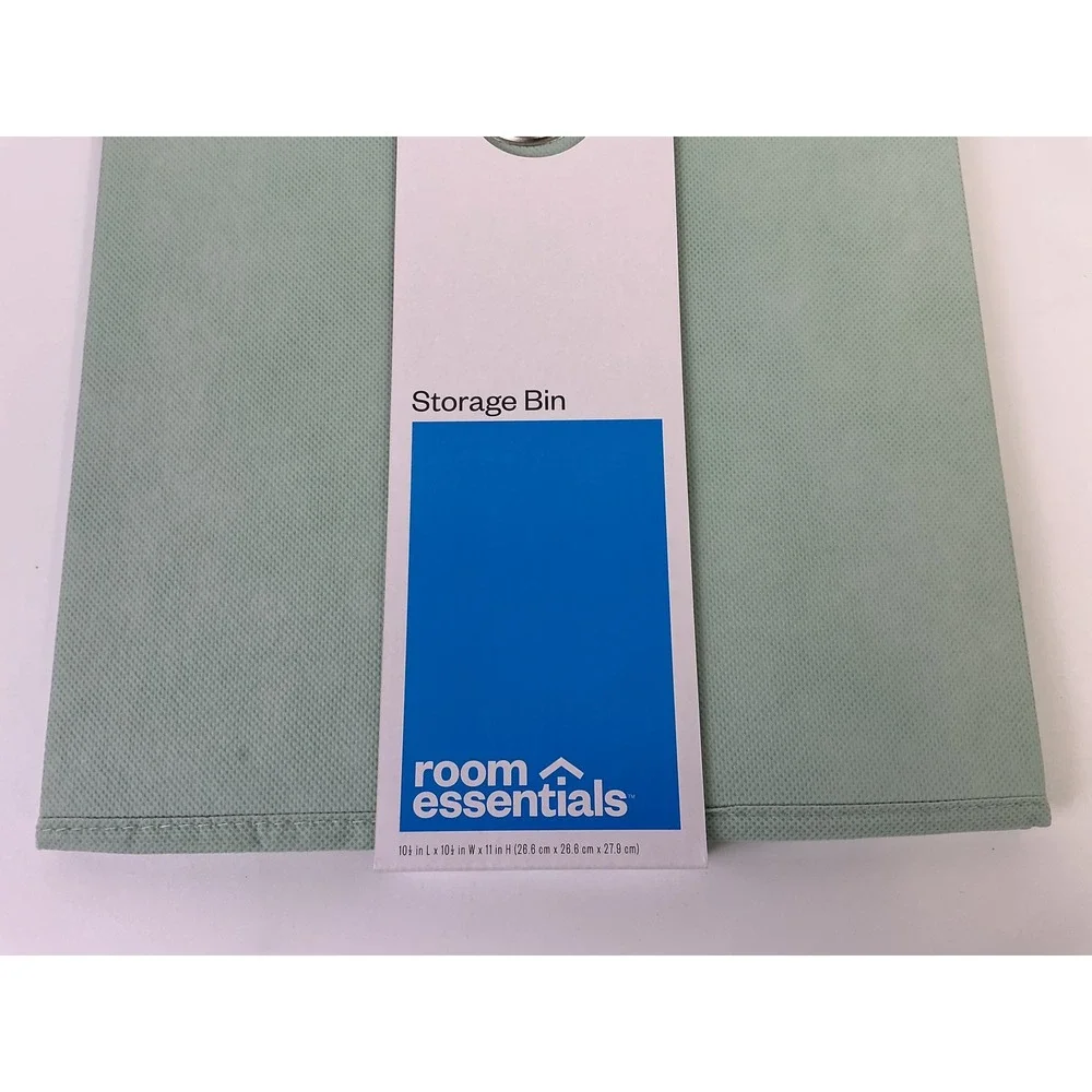 Set of 2 Room Essentials Sage Green Fabric Storage‎ Bin Organizer 10.5x10.5x11
